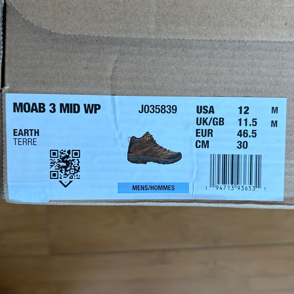 ✨$110✨NIB✨Merrell Moab 3 Mid Waterproof Men's Boots | Size 12 - Picture 11 of 16